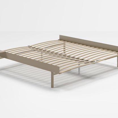 Moebe Bed 90 - 180 cm (High) Frame / with 180cm wide Slats /  1 Side Table / Sand