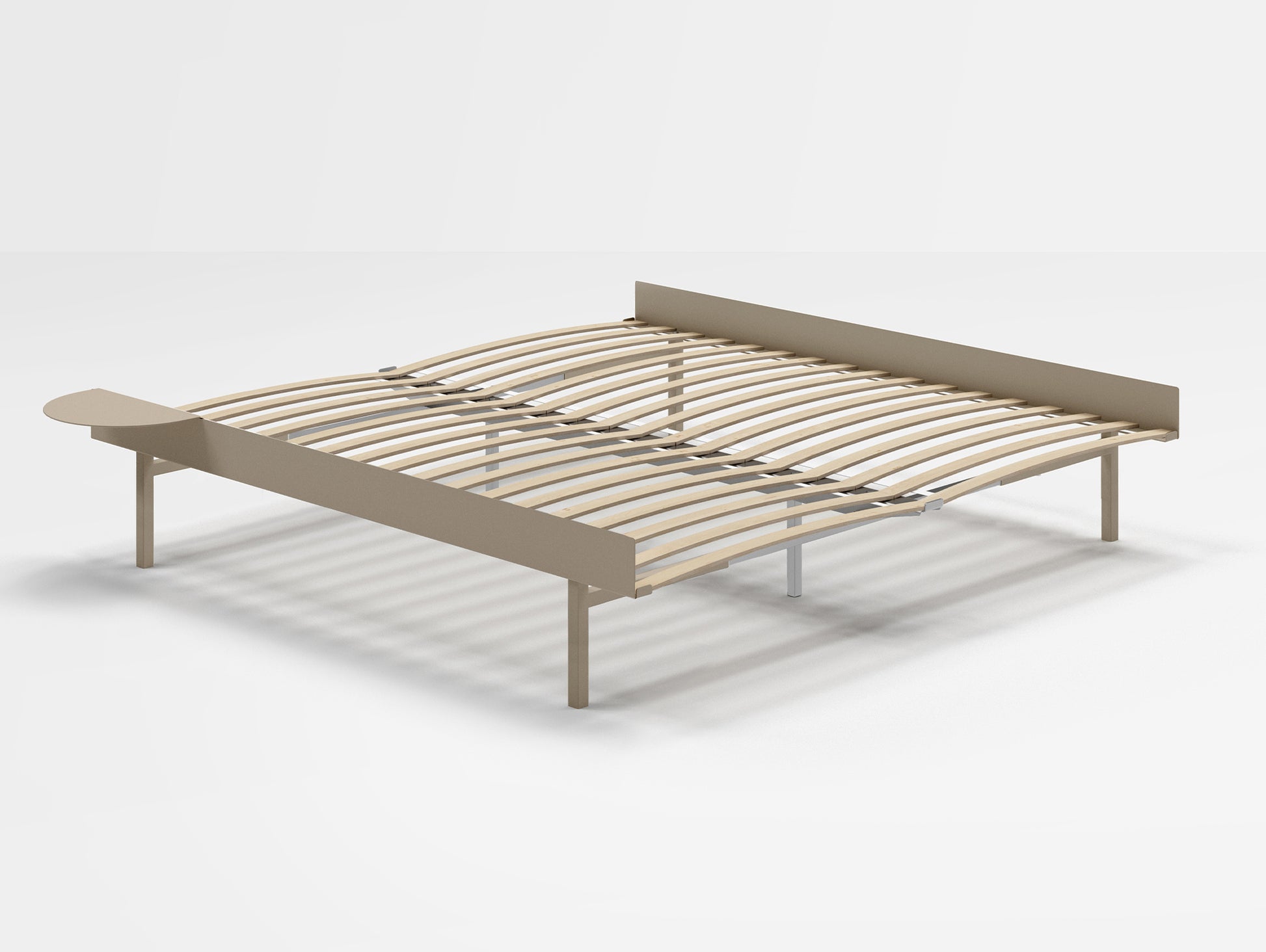 Moebe Bed 90 - 180 cm (High) Frame / with 180cm wide Slats /  1 Side Table / Sand