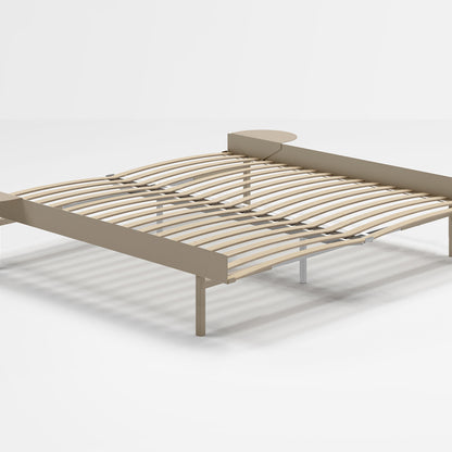 Moebe Bed 90 - 180 cm (High) Frame / with 180cm wide Slats /  2 Side Tables / Sand