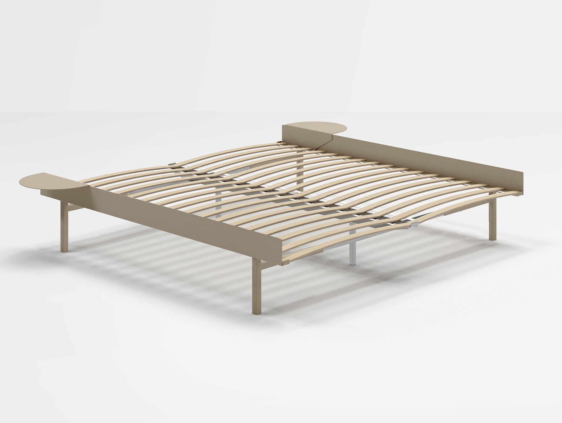 Moebe Bed 90 - 180 cm (High) Frame / with 180cm wide Slats /  2 Side Tables / Sand