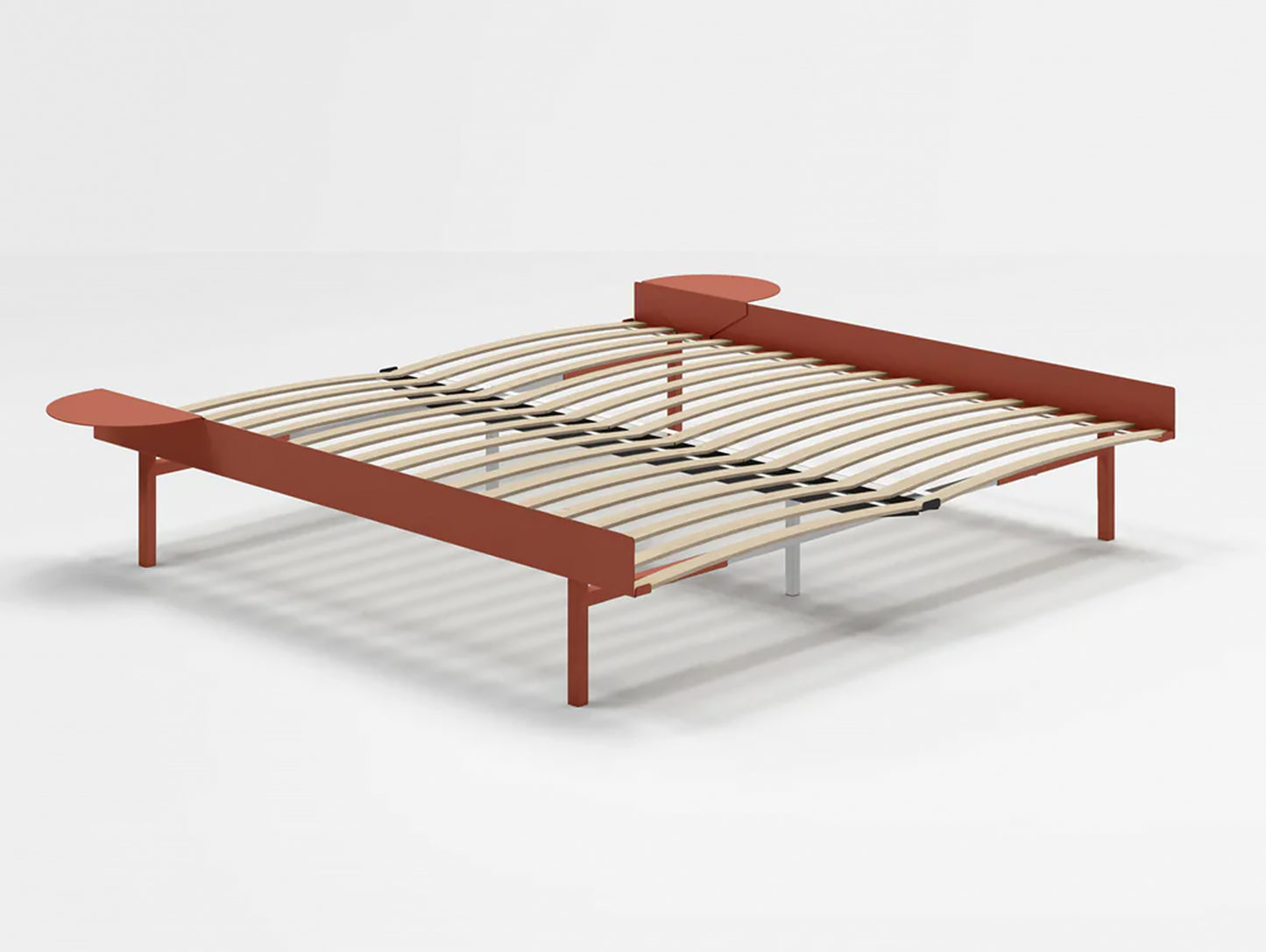 Moebe Bed 90 - 180 cm (High) Frame / with 180cm wide Slats /  2 Side Tables / Terracotta
