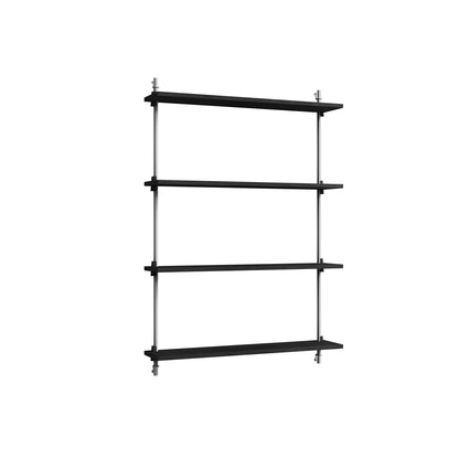 Wall Shelving System Sets (115 cm) by Moebe - WS.115.1 / Stainless Steel Uprights / Black Painted Oak
