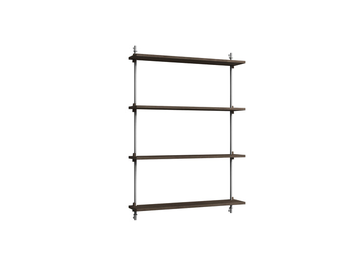 Wall Shelving System Sets (115 cm) by Moebe - WS.115.1 / Stainless Steel Uprights / Smoked Oak