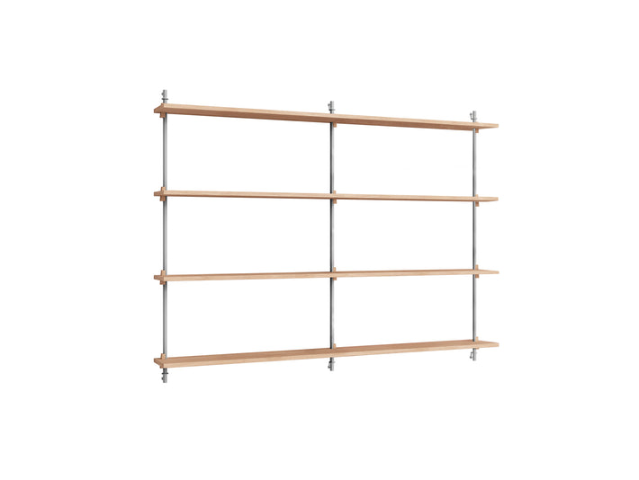 Wall Shelving System Sets (115 cm) by Moebe - WS.115.2.B / Stainless Steel Uprights / Oiled Oak