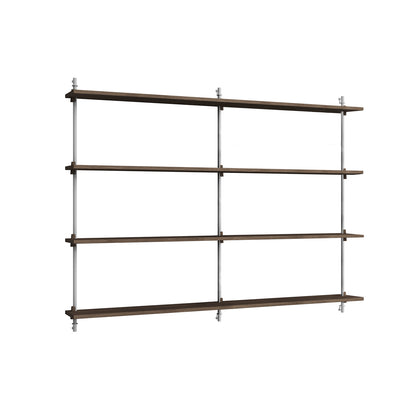 Wall Shelving System Sets (115 cm) by Moebe - WS.115.2.B / Stainless Steel Uprights / Smoked Oak
