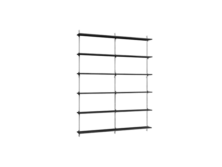 Wall Shelving System Sets (200 cm) by Moebe - WS.200.2.B / Stainless Steel Uprights / Black Painted Oak
