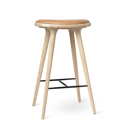 Mater High Stool - Soaped Oak Base / Pista Sand Leather Seat