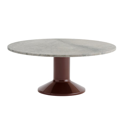 Midst Coffee Table by Muuto - Grey Marble Tabletop / Dark Red Steel Base
