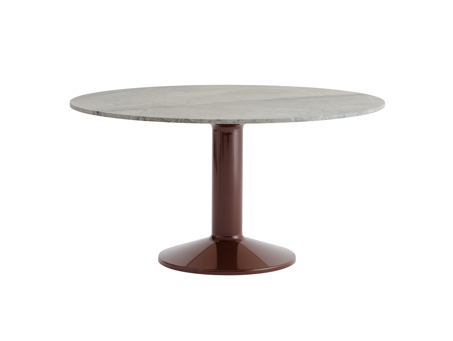 Midst Table Marble by Muuto - Grey Marble Tabletop / Dark Red Steel Base