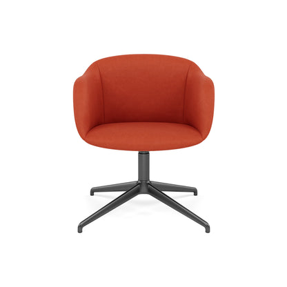 Muuto Fiber Soft Armchair / Anthracite Swivel Base / Easy Leather / Redorange 245