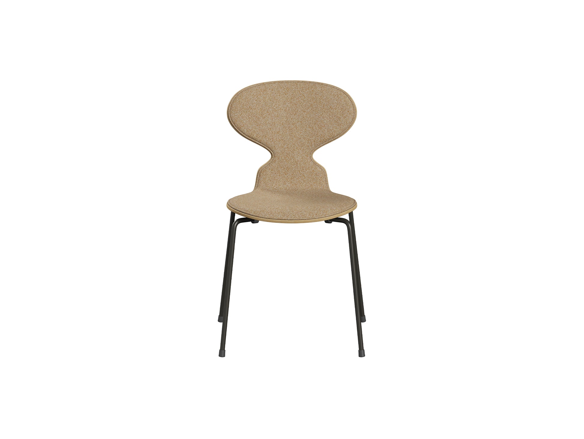Ant Chair Front Upholstered - 4 Legs by Fritz Hansen - Brown Bronze Powder-Coated Steel / Oak Veneer Shell / Vanir 413