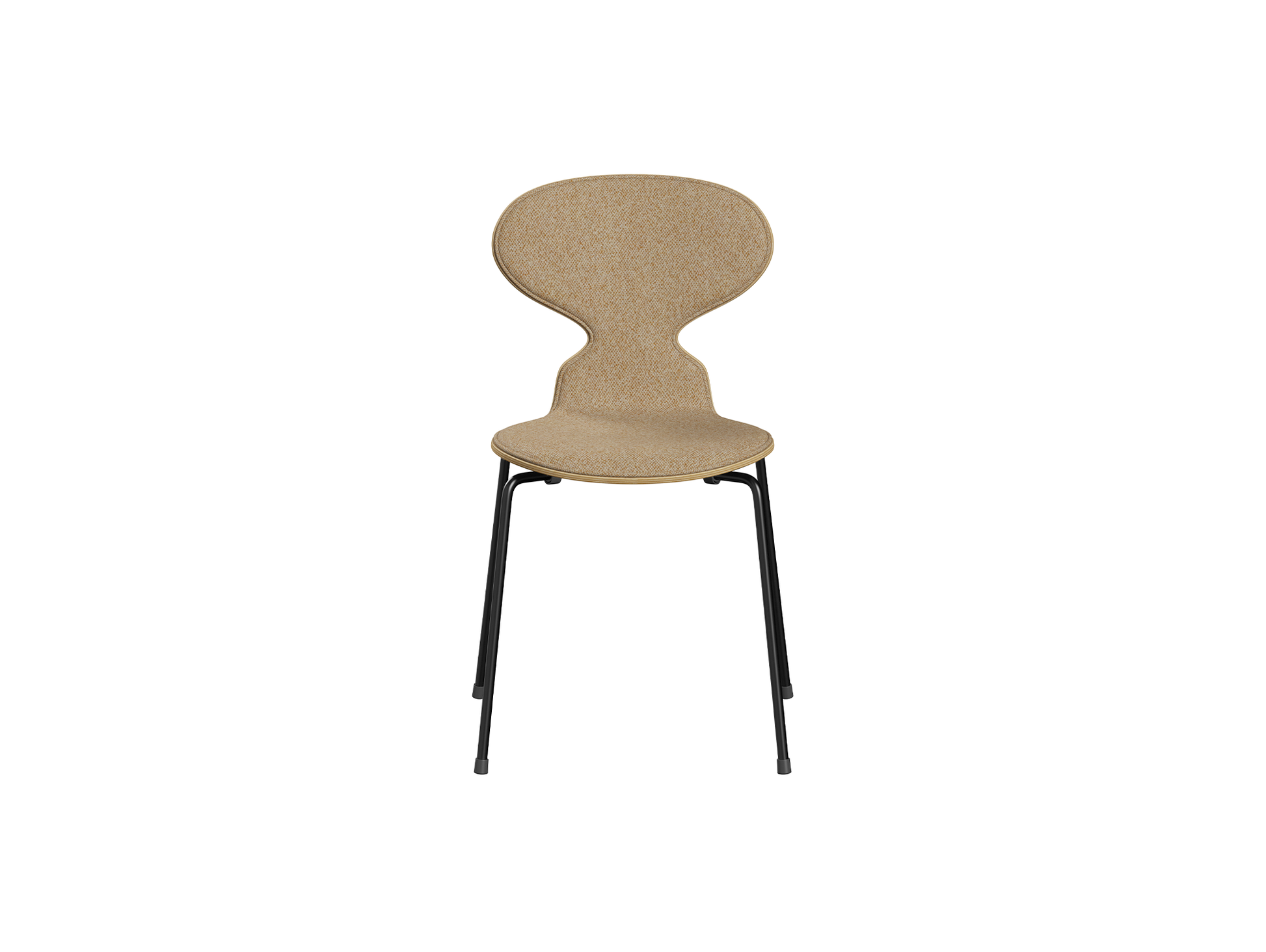Ant Chair Front Upholstered - 4 Legs by Fritz Hansen - Black Powder-Coated Steel / Oak Veneer Shell / Vanir 413
