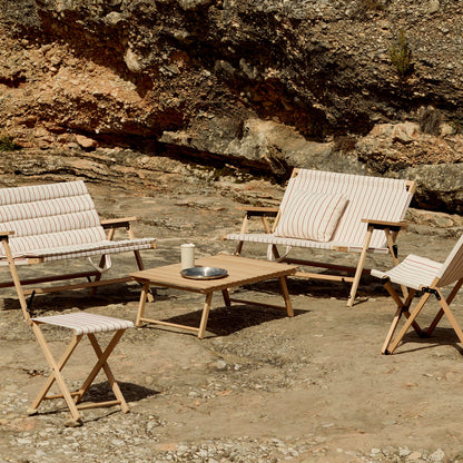 Outdoor Market Folding Stool by HAY - Beige with Red Stripe