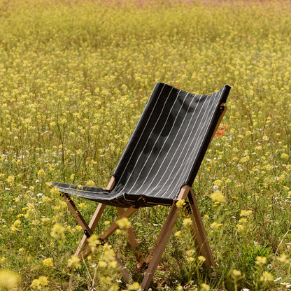 Outdoor Market Folding Chair by HAY - Black with Beige Stripe