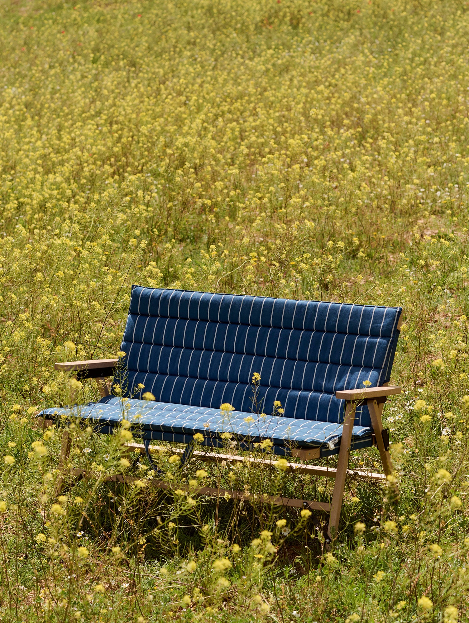 Outdoor Market Folding Sofa Cushion by HAY - Blue with Beige Stripe