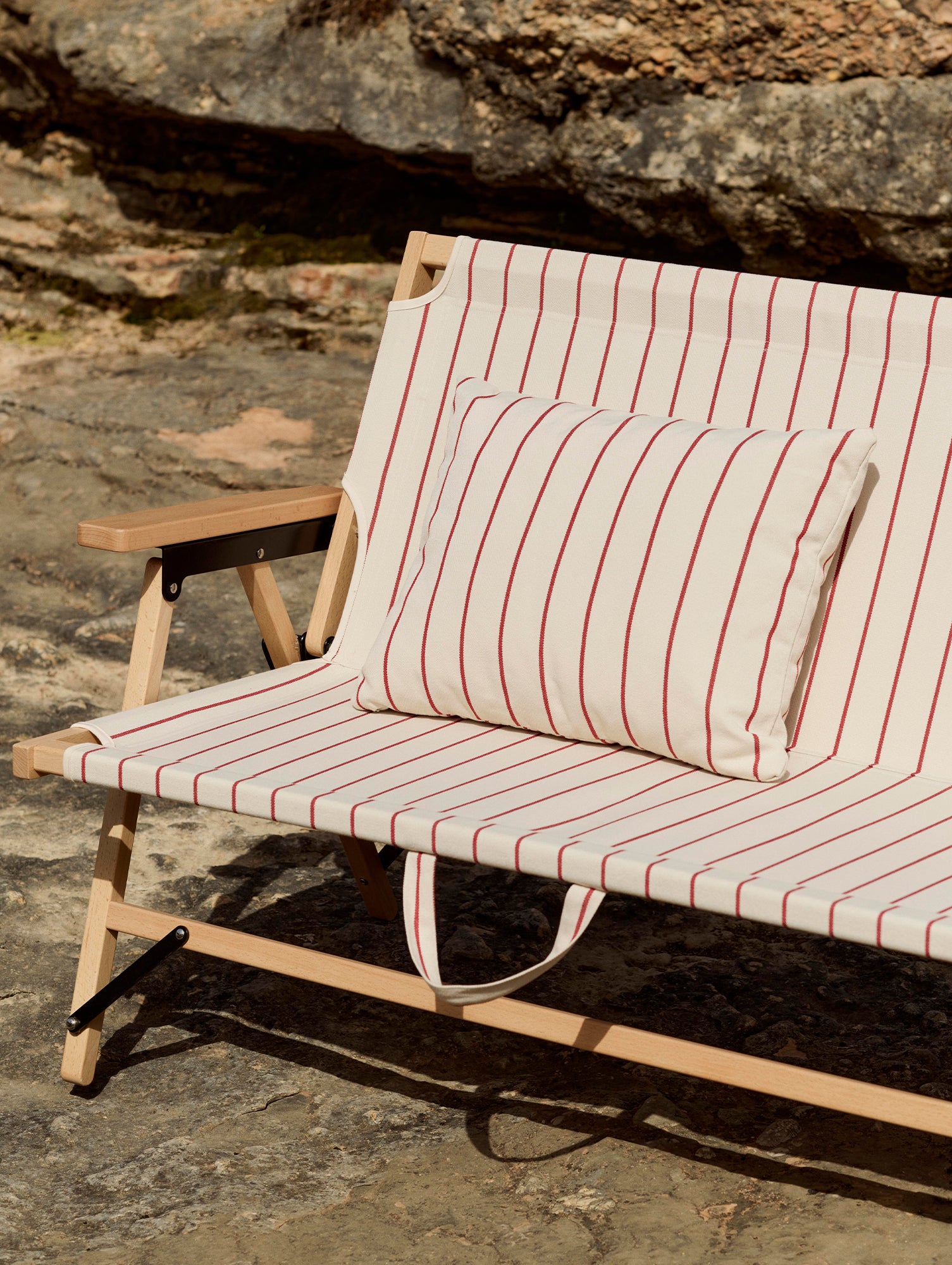 Outdoor Market Folding Sofa by HAY - Beige with Red Stripe