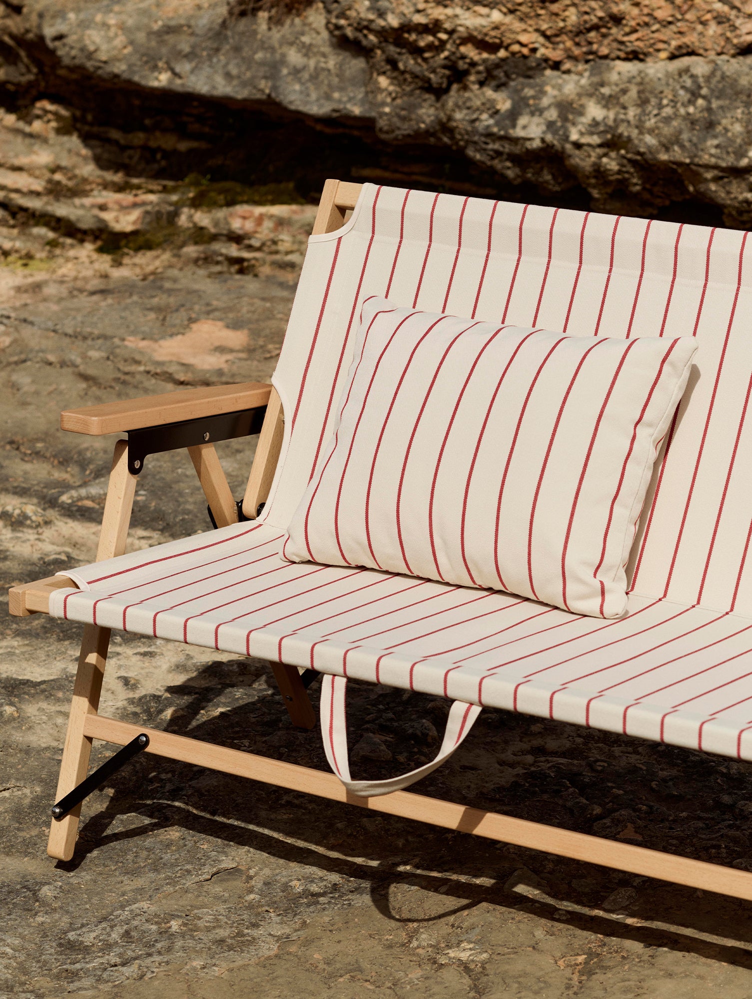 Outdoor Market Cushion by HAY - Beige with Red Stripe