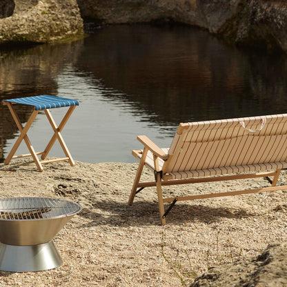 Outdoor Market Folding Stool by HAY -  Blue with Beige Stripe