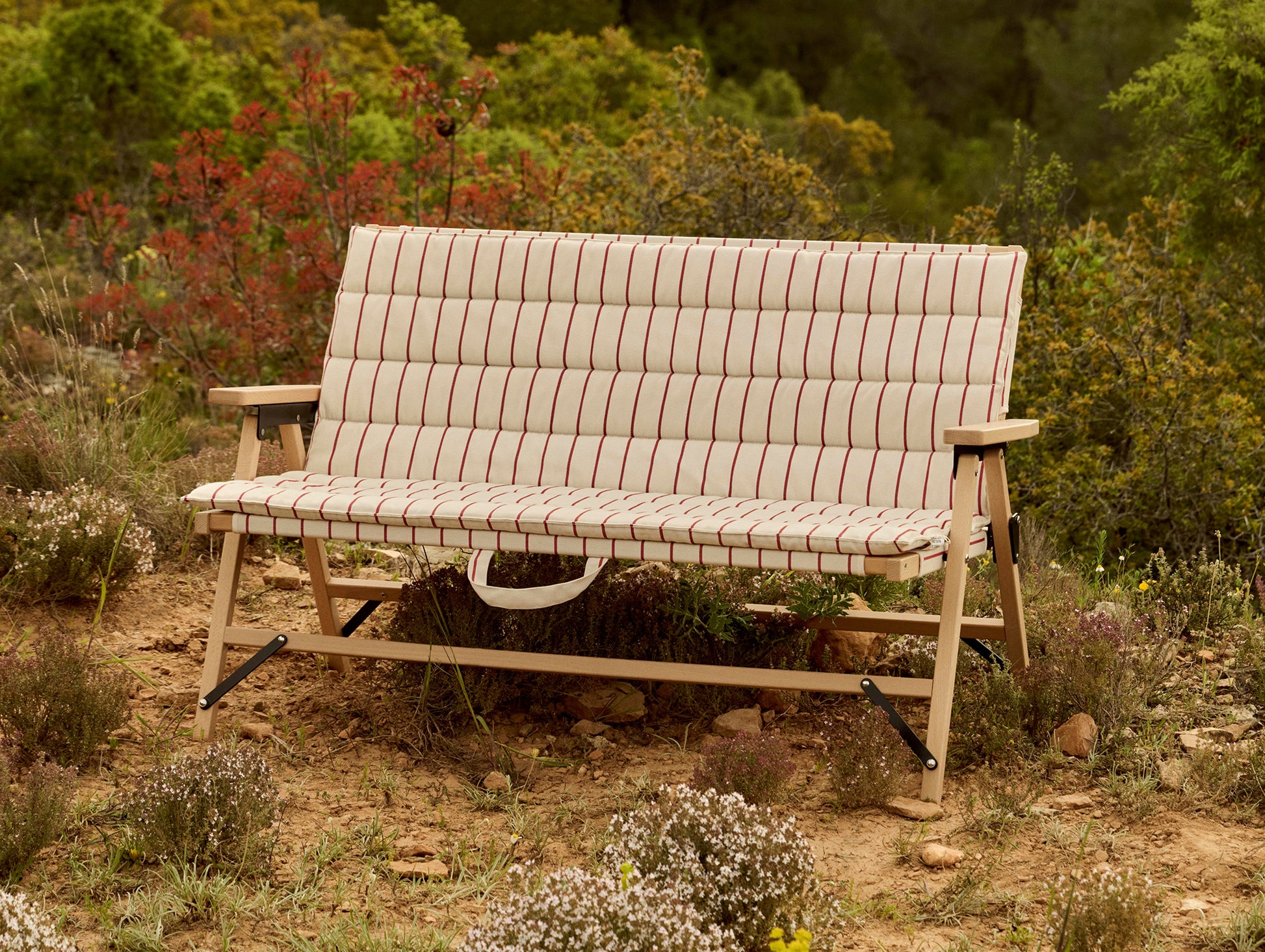 Outdoor Market Folding Sofa Cushion by HAY - Beige with Red Stripe