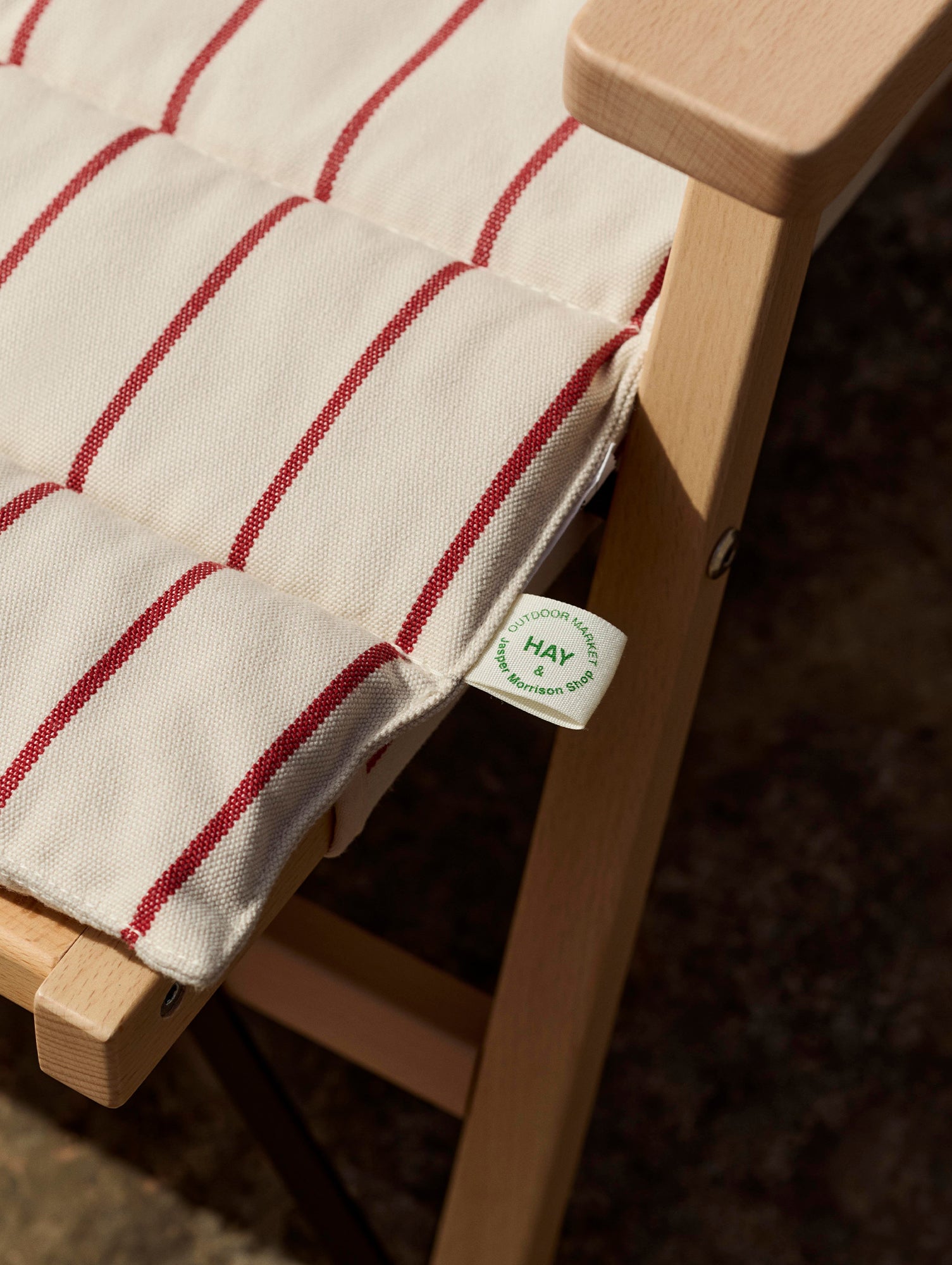 Outdoor Market Folding Sofa Cushion by HAY - Beige with Red Stripe