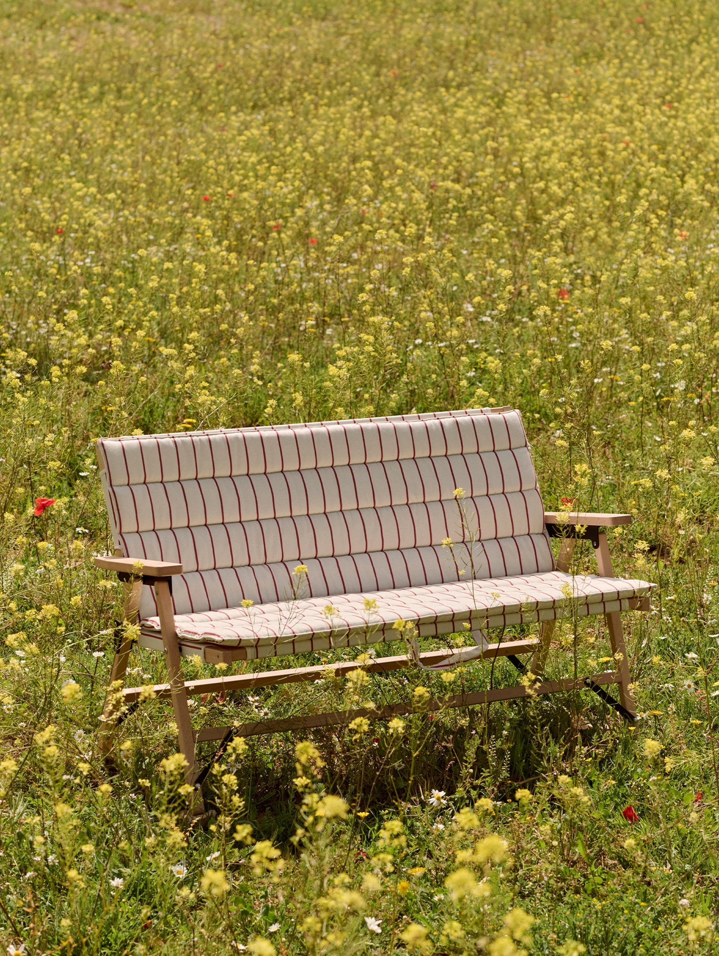 Outdoor Market Folding Sofa Cushion by HAY - Beige with Red Stripe