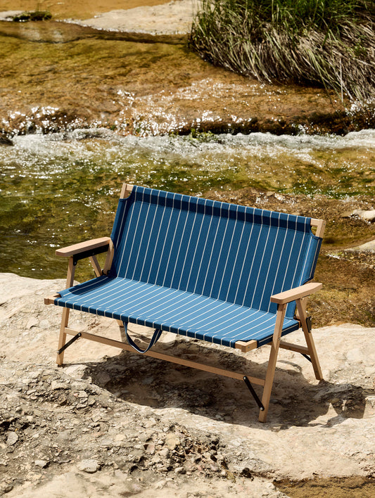 Outdoor Market Folding Sofa by HAY - Blue with Beige Stripe