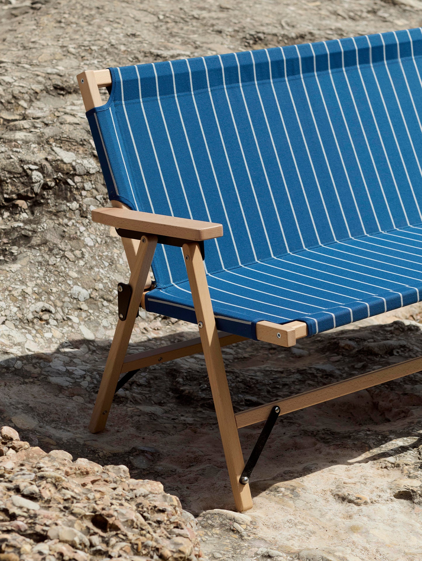 Outdoor Market Folding Sofa by HAY - Blue with Beige Stripe