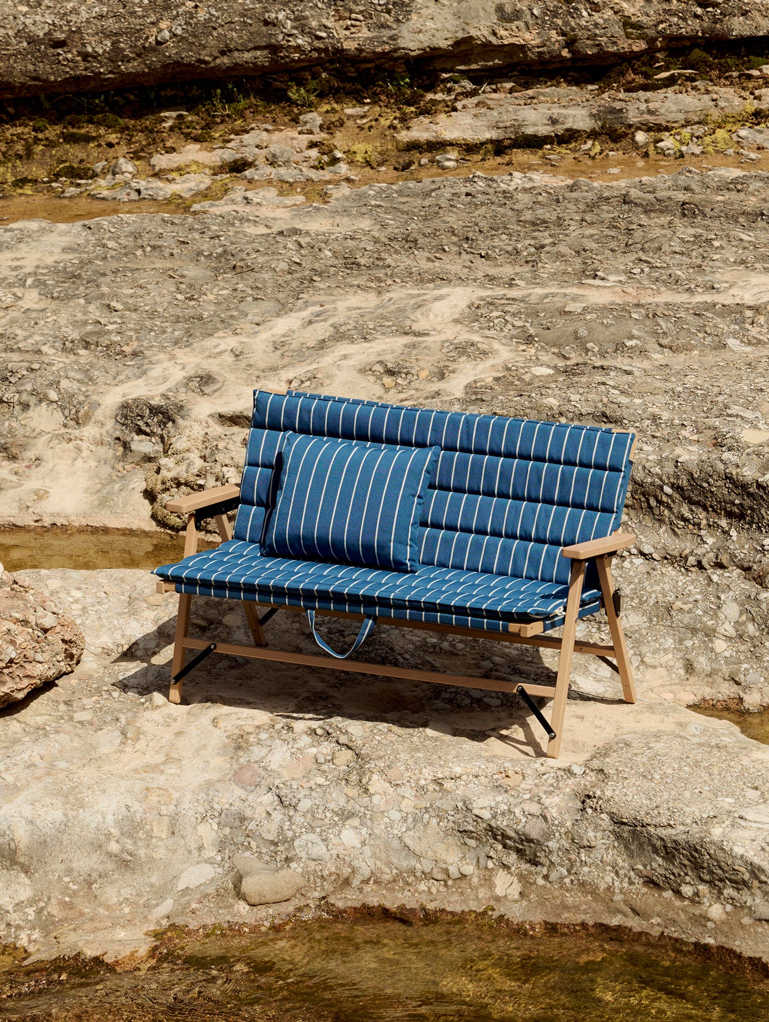 Outdoor Market Cushion by HAY - Blue with Beige Stripe