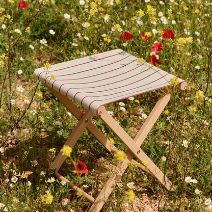 Outdoor Market Folding Stool by HAY - Beige with Red Stripe