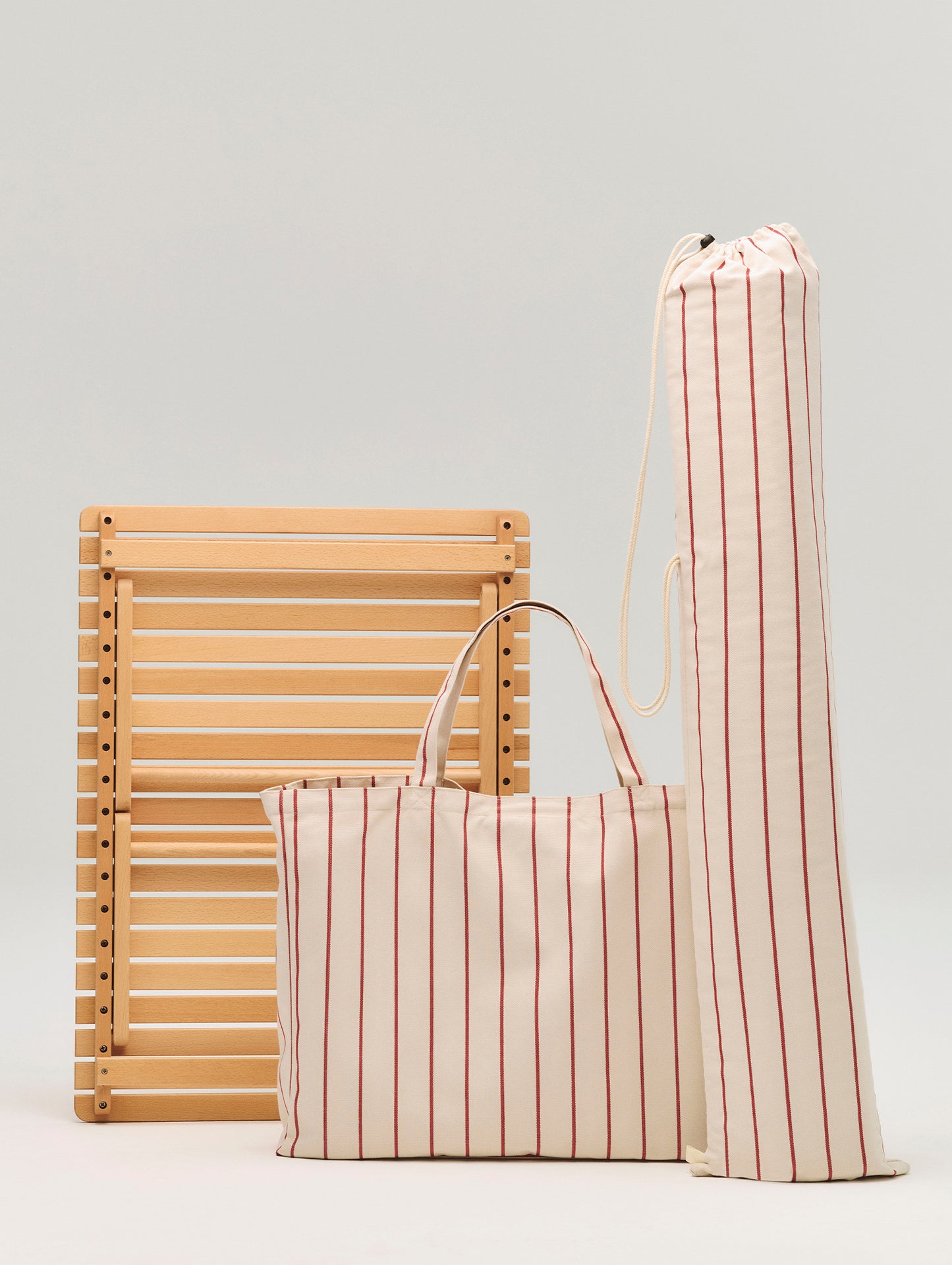 Outdoor Market Folding Chair by HAY - Beige with Red Stripe