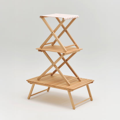 Outdoor Market Folding Stool by HAY - Beige with Red Stripe