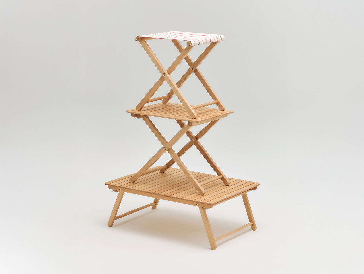 Outdoor Market Folding Stool by HAY - Beige with Red Stripe