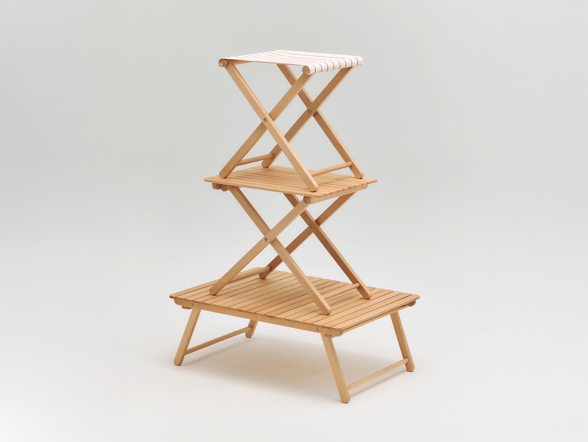 Outdoor Market Folding Stool by HAY - Beige with Red Stripe