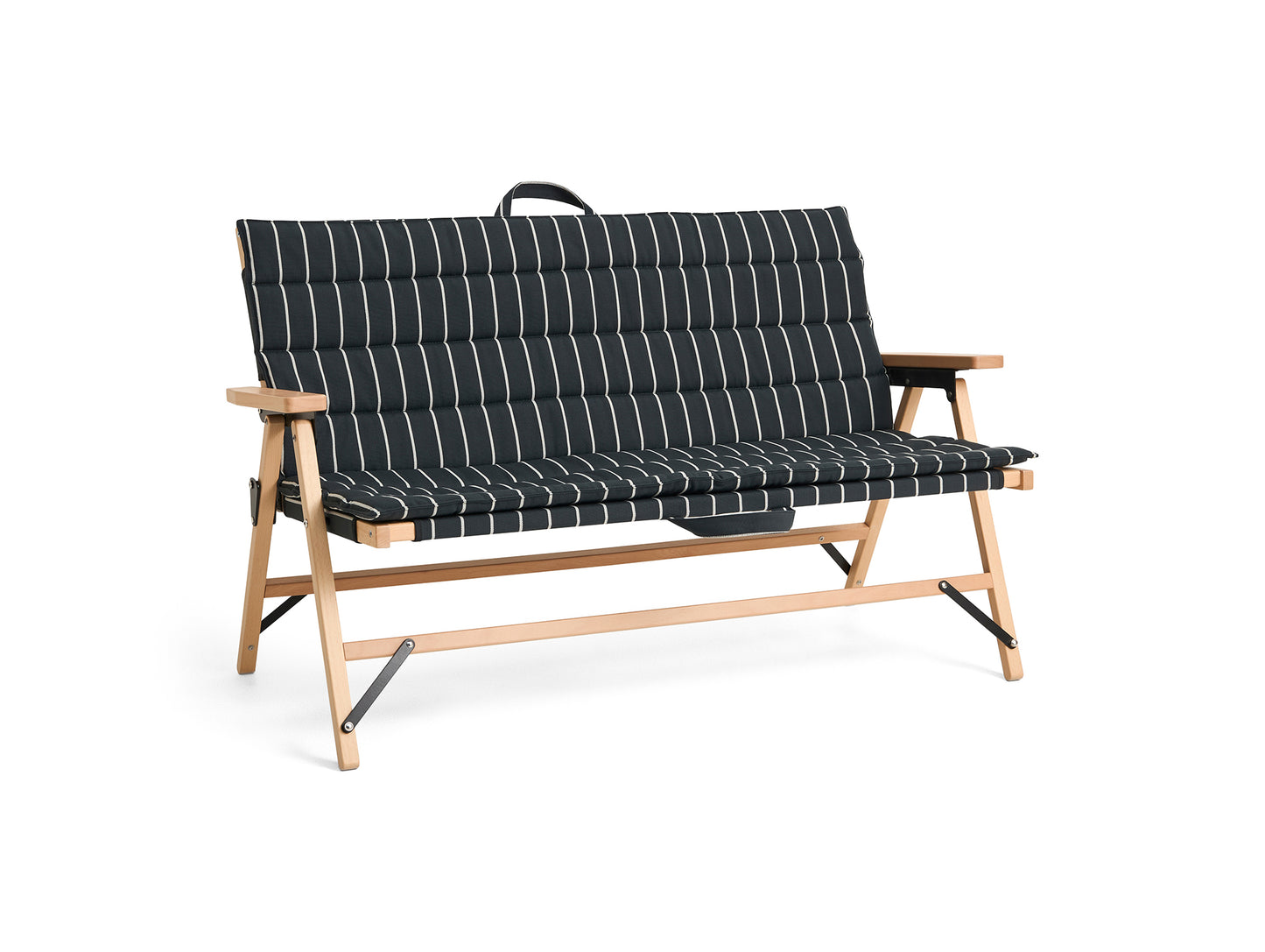 Outdoor Market Folding Sofa Cushion by HAY - Black with Beige Stripe