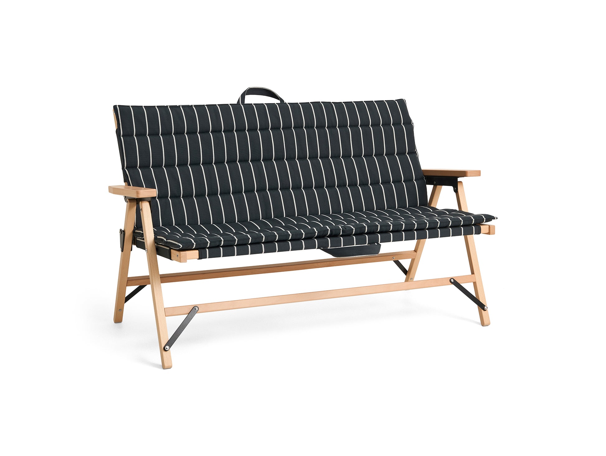 Outdoor Market Folding Sofa Cushion by HAY - Black with Beige Stripe