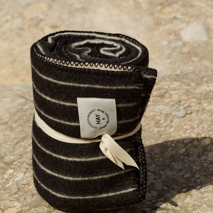 Outdoor Market Throw by HAY - Black with Beige Stripe