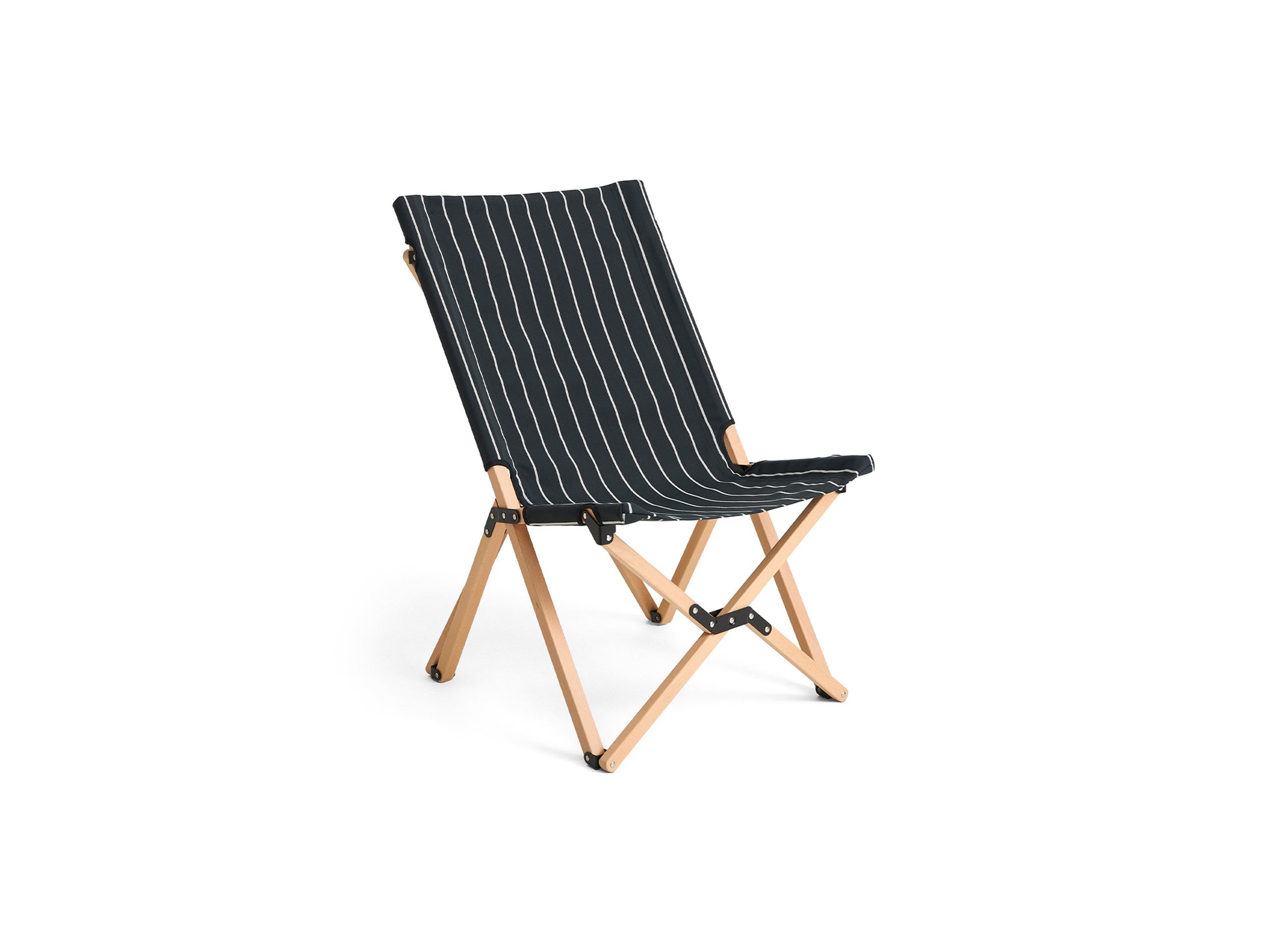 Outdoor Market Folding Chair by HAY - Black with Beige Stripe