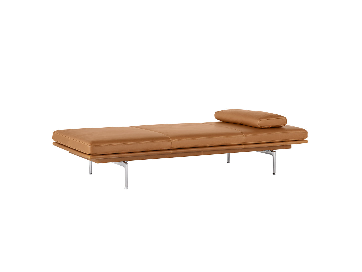 Outline Daybed With Cushion in Cognac Refine Leather / Aluminium Legs by Muuto