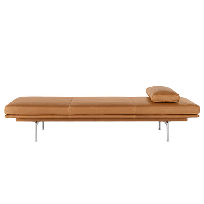 Outline Daybed With Cushion in Cognac Refine Leather / Aluminium Legs by Muuto