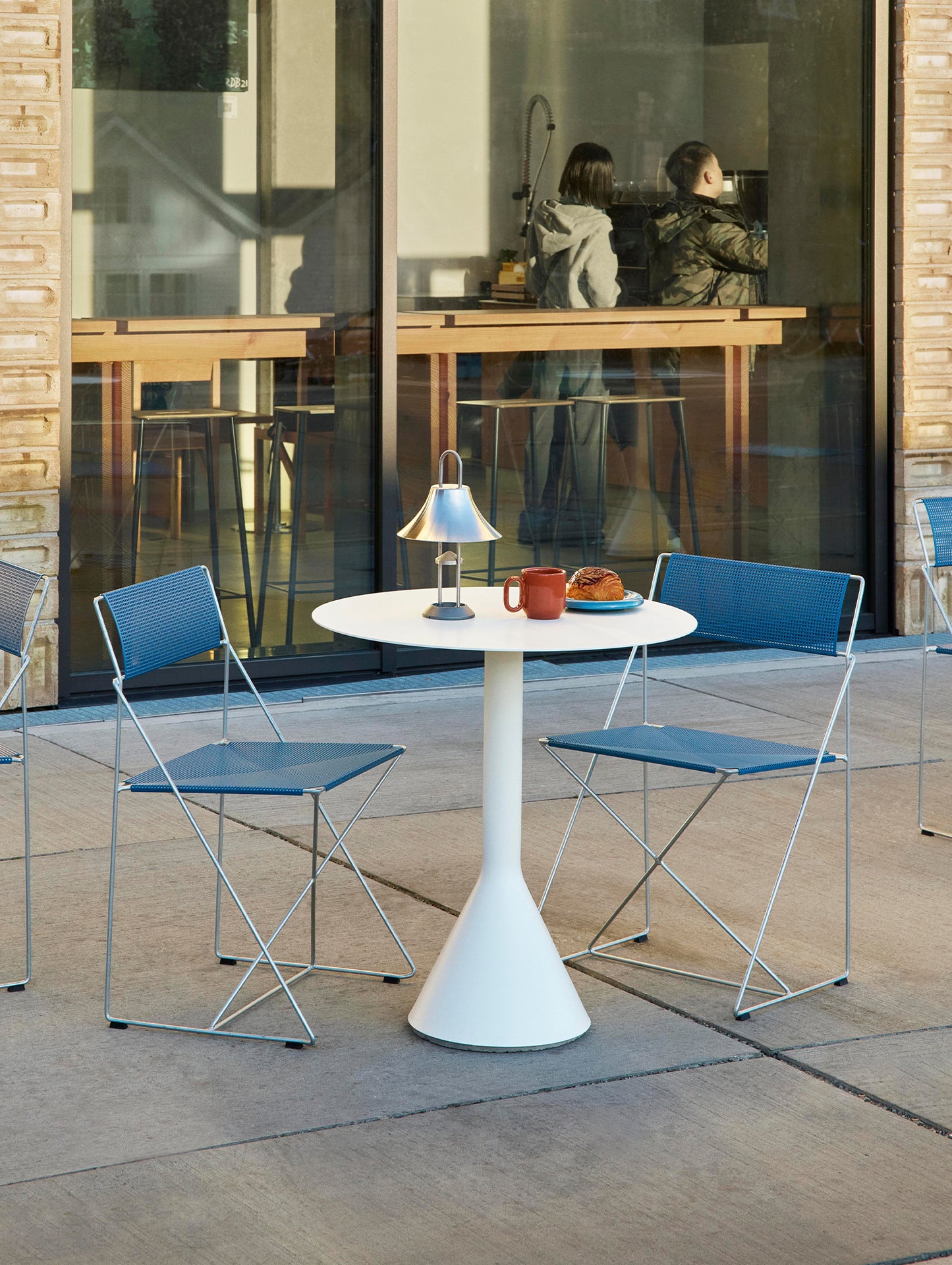 X-Line Chair Outdoor by HAY – Hot Galvanised Steel Frame / Powder Blue Seat and Back