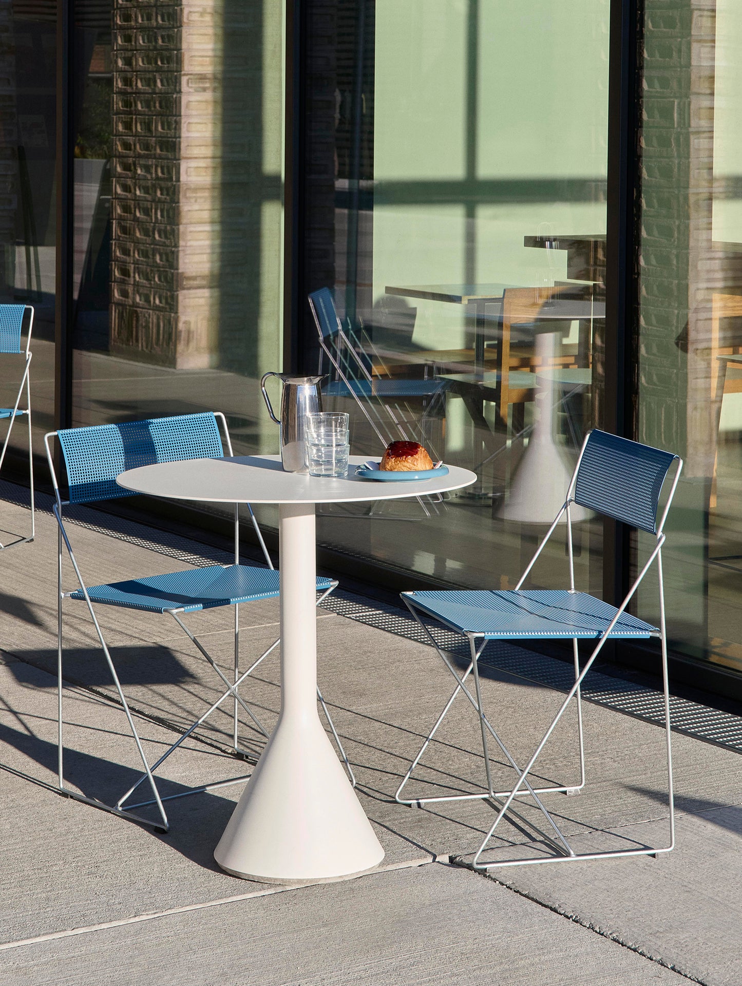 X-Line Chair Outdoor by HAY – Hot Galvanised Steel Frame / Powder Blue Seat and Back