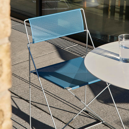 X-Line Chair Outdoor by HAY – Hot Galvanised Steel Frame / Powder Blue Seat and Back