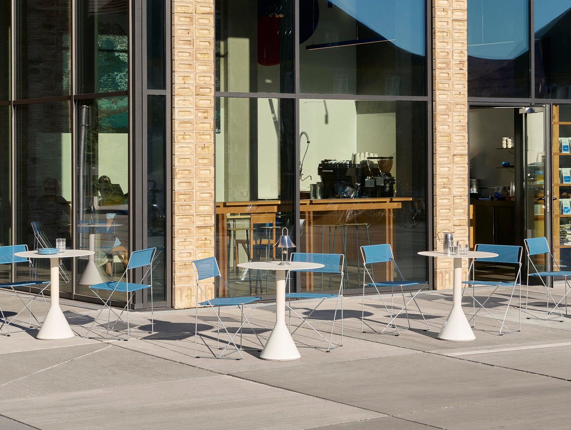 X-Line Chair Outdoor by HAY – Hot Galvanised Steel Frame / Powder Blue Seat and Back