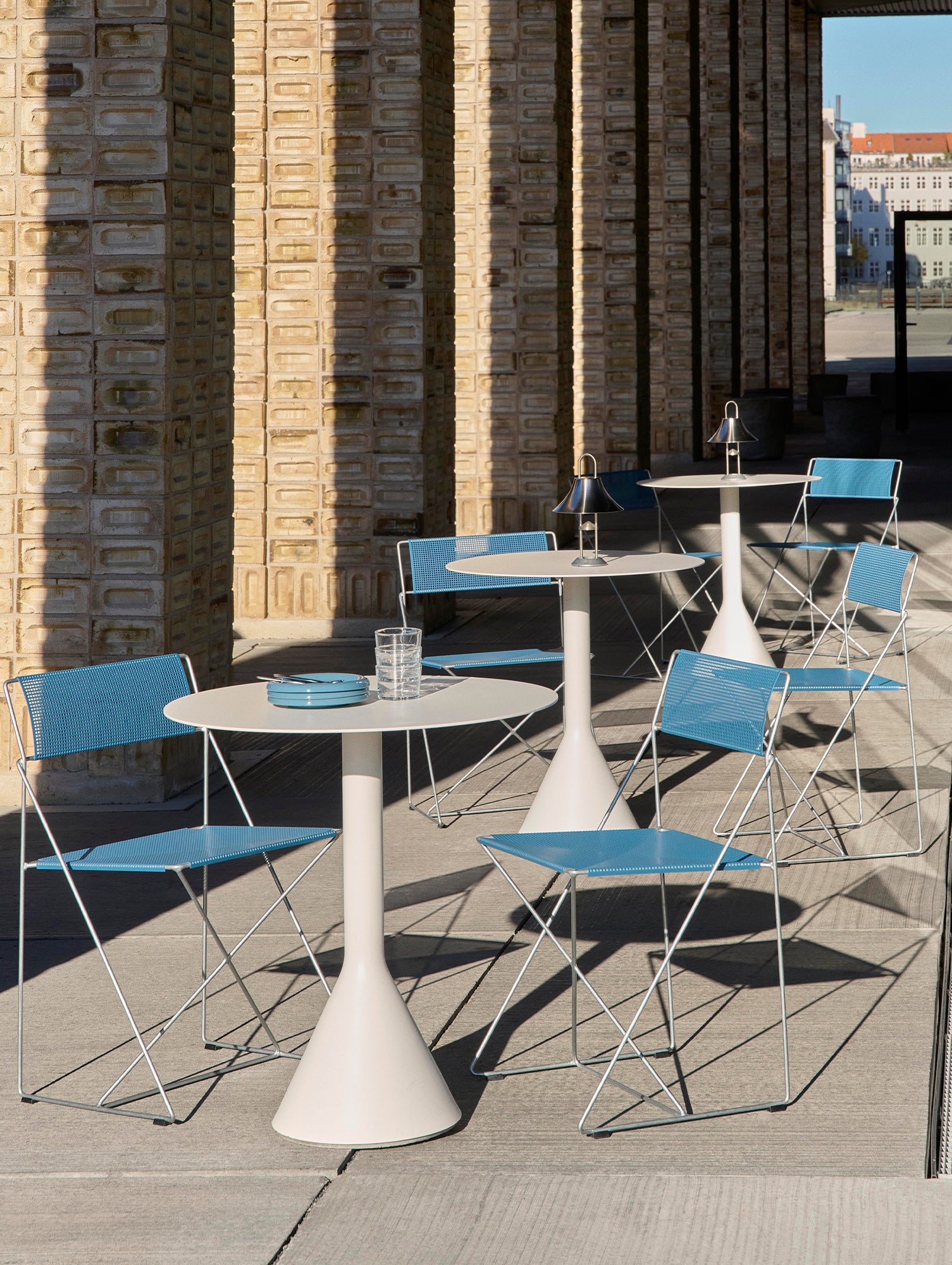 X-Line Chair Outdoor by HAY – Hot Galvanised Steel Frame / Powder Blue Seat and Back