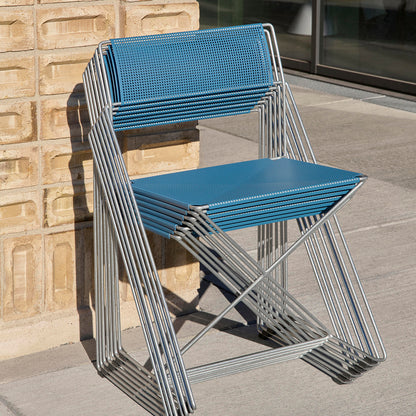 X-Line Chair Outdoor by HAY – Hot Galvanised Steel Frame / Powder Blue Seat and Back