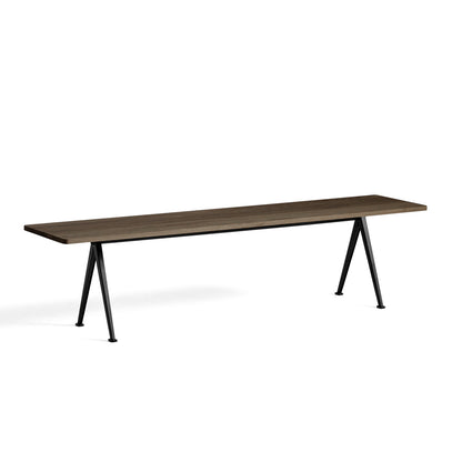 Pyramid Bench 12 by HAY - 190 cm / Black Base / Oiled Smoked Oak