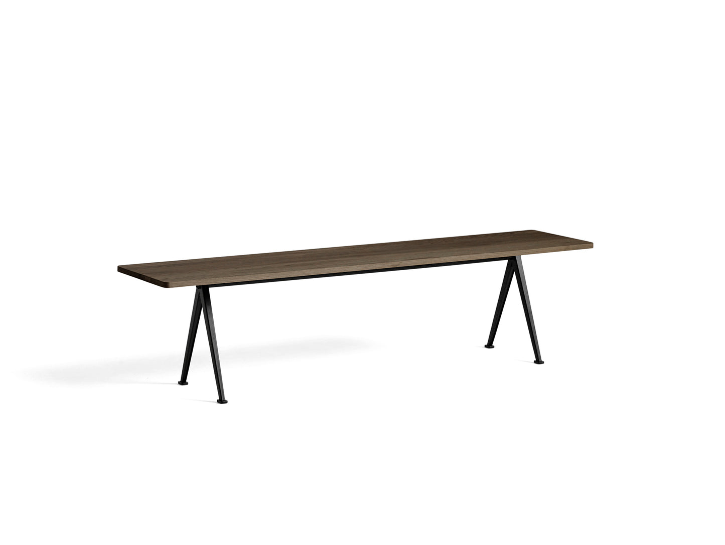Pyramid Bench 12 by HAY - 190 cm / Black Base / Oiled Smoked Oak