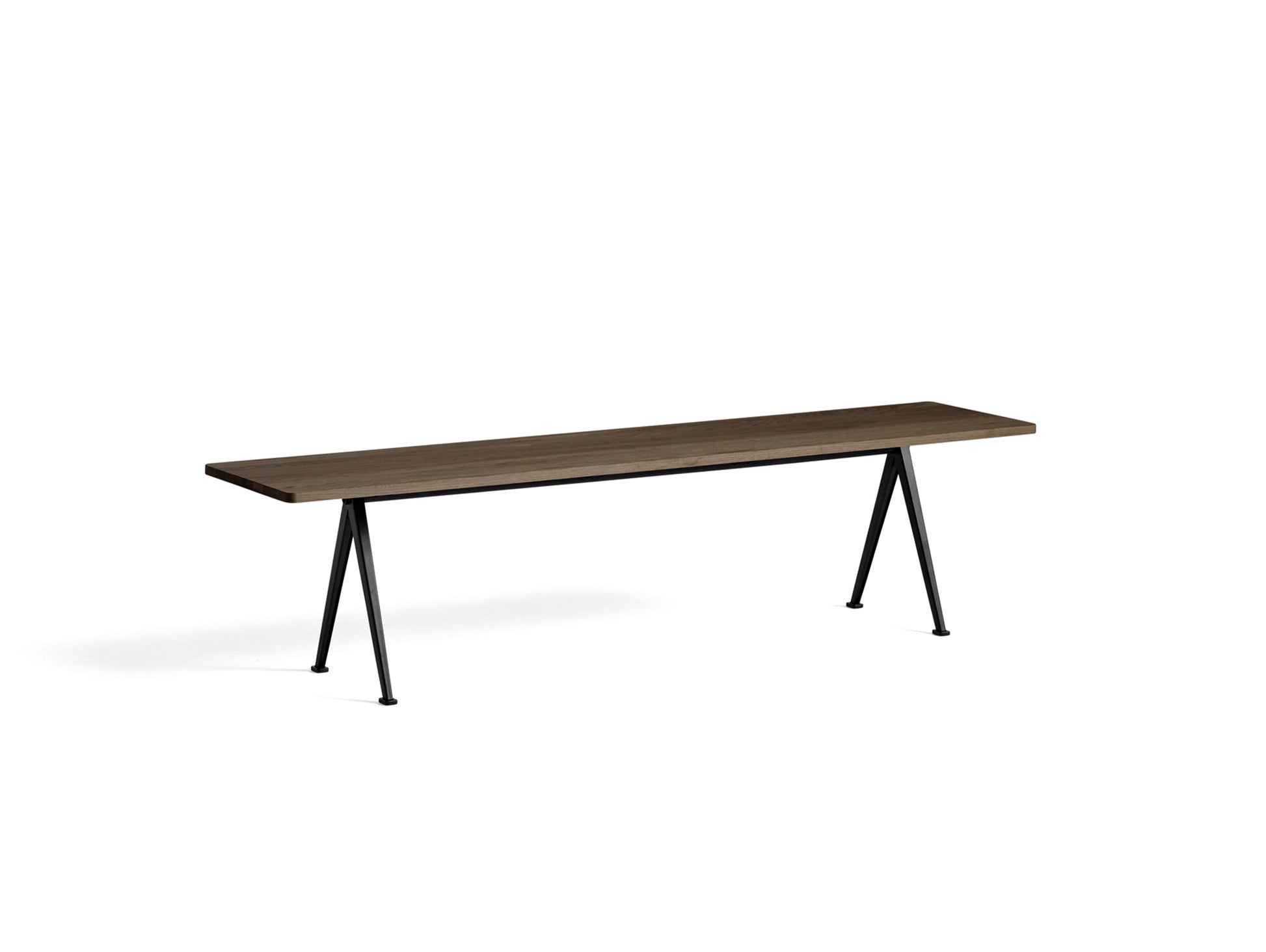 Pyramid Bench 12 by HAY - 190 cm / Black Base / Oiled Smoked Oak