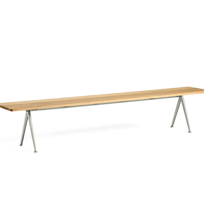 Pyramid Bench 12 by HAY - 250 cm / Beige Base / Clear Lacquered Oak
