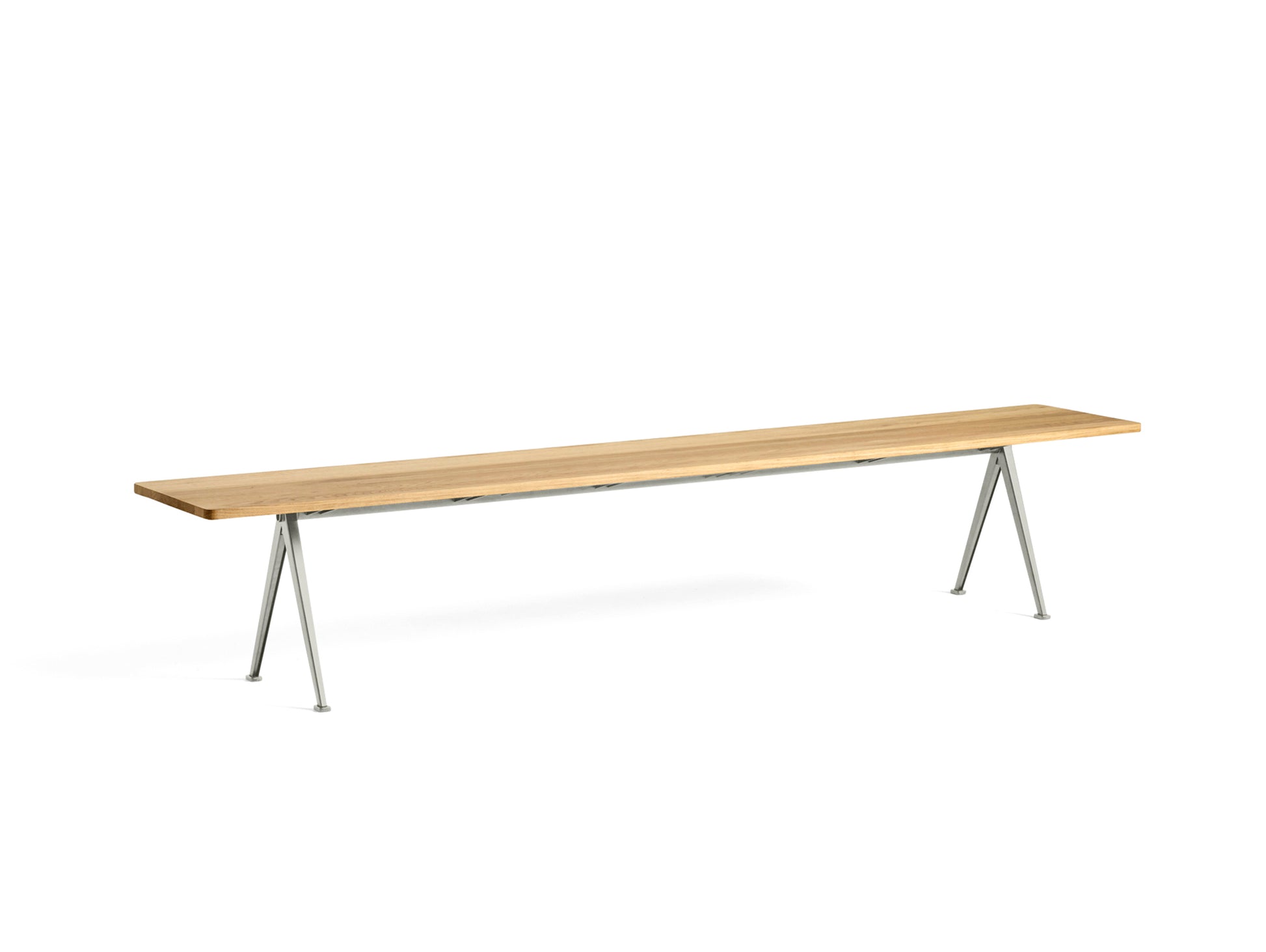 Pyramid Bench 12 by HAY - 250 cm / Beige Base / Clear Lacquered Oak